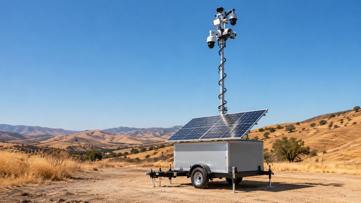Solar-powered surveillance trailer deployed off-grid in California