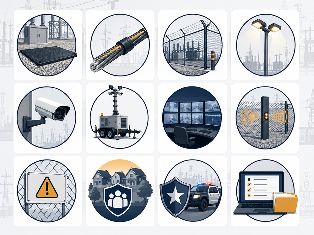visual representation of the 12-item substation security checklist as an infographic